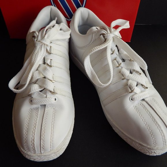 LIKE NEW! WORN 1x - MENS Classic Varsity K-SWISS White Leather Sneakers - Picture 5 of 7